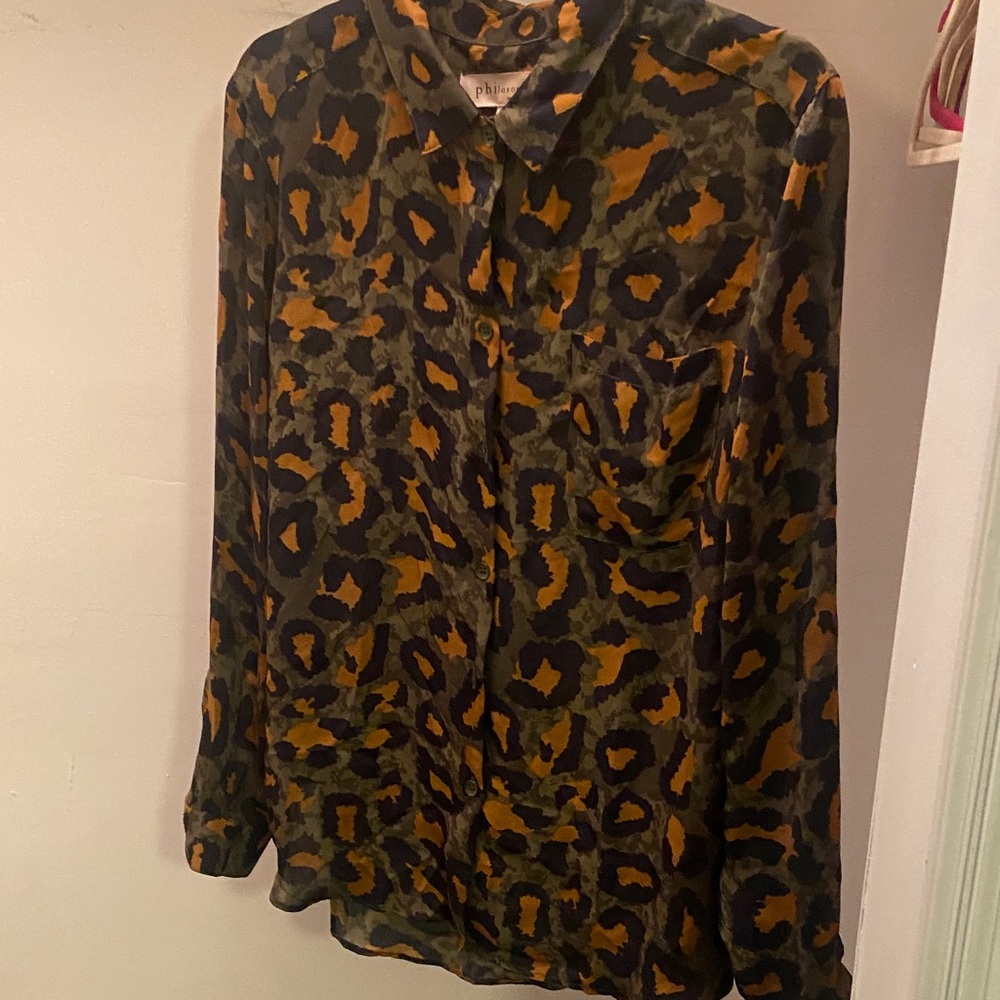 Philosophy Olive & Mustard Animal Print Button-Down Shirt